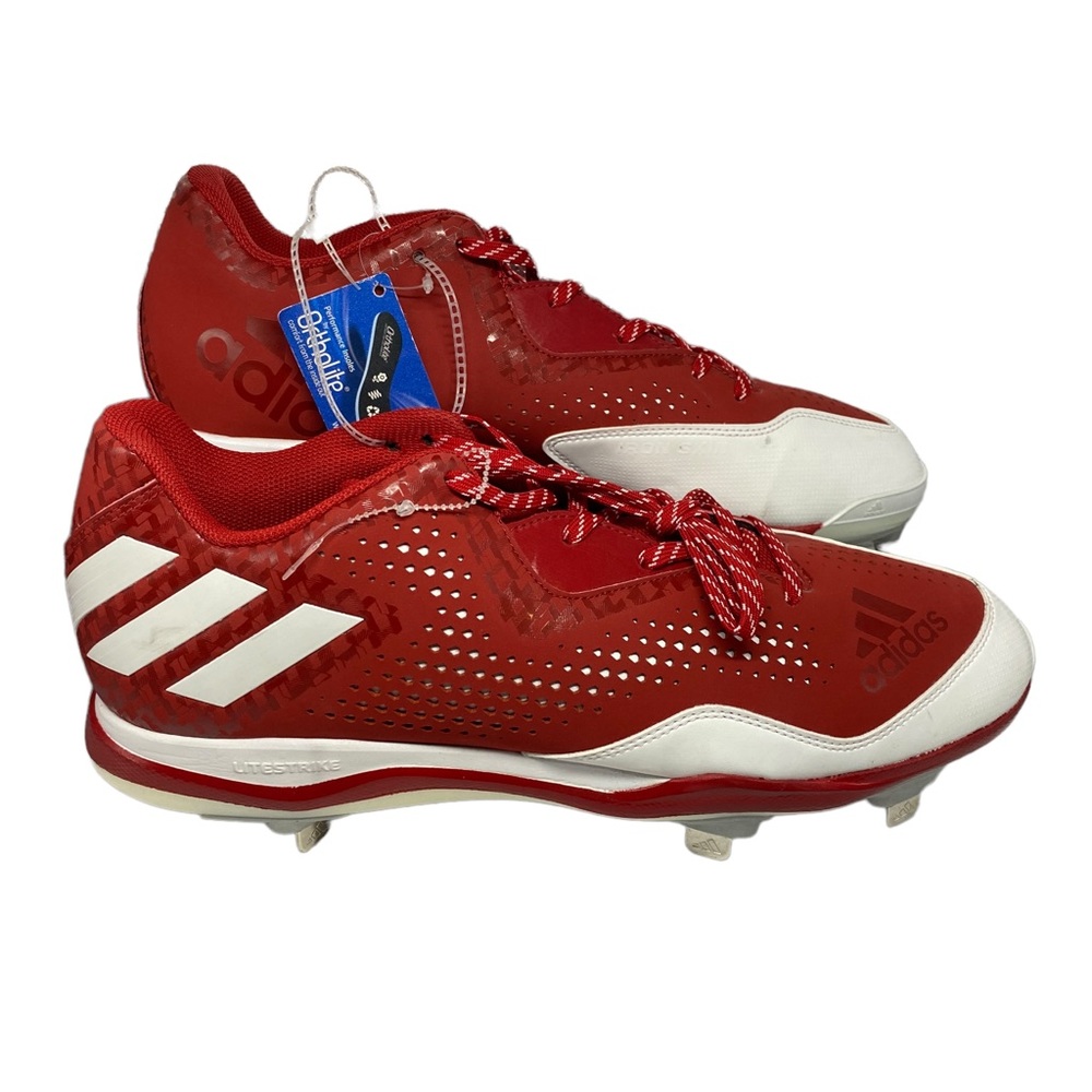 Adidas Size 14 Power Alley 4 Low Top Red & White Baseball Cleats